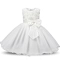 Miniatyrbillede 1 af 2: Pigernes Blonde Tulle Blomster Prinsesse Brudekjole til Småbørn og B