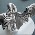 Miniatyrbillede 2 af 5: Skrivebords Resin Ornament Kvinde Vinger Engel Skulptur Bord Knælende Statue Dekoration Sølv
