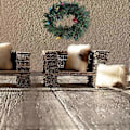Miniatyrbillede 3 af 3: 4 stk. Mini Juleguirlande med Lys Mini Hus Krans Ornamenter Mini Lyskæder