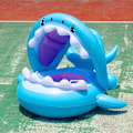 Miniatyrbild 4 av 5: Baby Pool Seat Shark Flytande Simring, Barn Uppblåsbar Pool Boj med Justerbar Uppblåsbar Baldakin för 6-36 Månader Baby