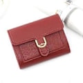 Miniatyrbillede 4 af 5: Dame Lille Kompakt Pung Pu Læder Clutch Punge Kortholder Damepung Pengetaske, Clutch Pung Tre-fold Punge Sort Black
