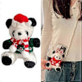 Miniatyrbillede 2 af 5: Sød Panda Nøglering Blød Plys Panda Dukke Bedårende Vedhæng Taske Charm Blød Panda Telefon Charm Perfekt til Tasker og Nøgler Rød og hvid sweater Red and white sweate