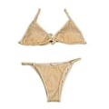 Miniatyrbild 5 av 5: Dam Baddräkt Push Up BH Bikini Set Strandkläder (Guld L) Gold L