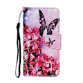 Miniatyrbillede 2 af 5: Farvet Tegne Etui til iPhone 12 Pro Max Red Flower Butterfly