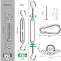Miniatyrbillede 2 af 5: Solsejl Hardware Kit - 304 Rustfrit Stål Solsejl Monteringssæt