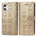 Miniatyrbillede 2 af 5: Sødt Kat og Hund Præget Etui til iPhone 12 / 12 Pro Gold