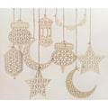 Miniatyrbillede 1 af 5: 9 stk. trævedhæng ornamenter hul dekoration Ramadan Kare