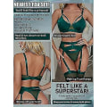 Miniatyrbillede 3 af 5: Sexet lingerisæt til kvinder 4-delt bh- og trusesæt med strømpebånd Strappy lingerisæt med lårbånd.XL.grøn Green XL