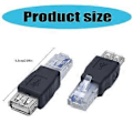 Pikkukuva 3 / 5: 2 kpl Nopea USB Naaras - RJ45 Uros Ethernet-sovitin USB Siirto Verkkopistokkeet Sovitin Toimistokäyttöön