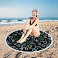 Miniatyrbillede 4 af 5: Rundt Trykt Mikrofiber Strandhåndklæde Super Let Farverigt Badehåndklæde Sandtæt Strandtæppe Strandmåtte Multifunktionelt Håndklæde