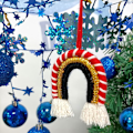 Miniatyrbilde 2 av 4: Vevd julepaljetter regnbue anheng Boho frynse blonder teppe