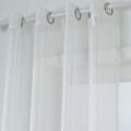 Miniatyrbilde 4 av 5: Sett med 1 hvite lin-effekt voilegardiner med øyelapp med hvitt