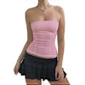 Miniatyrbilde 3 av 4: Rosa L Tube Topp Stroppeløs Ermeløs Rett Utringning Casual Basic Ensfarget Sommer Tube Topp