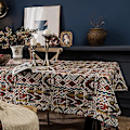 Miniatyrbild 5 av 5: Bordsduk, rektangulär linneduk Boho Farmhouse kraftigt tyg bordsöverdrag, säckvävsrandig geometrisk tvättbar bordsskiva för fester kaffe kök