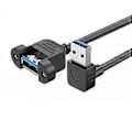 Pikkukuva 1 / 5: USB 3.0 -jatkokaapelisovitin paneelikiinnitysruuveilla, 5 Gbps USB 3.0 -jatkojohto teollisuustietokoneelle 0.3m down