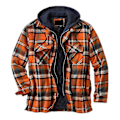 Miniatyrbillede 1 af 4: Quiltet Tyk Plaid Langærmet Løs Jakke Herre Hættetrøje Quiltet Foret Flanel.2XL.Orange Orange 2XL