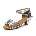 Miniatyrbillede 1 af 4: Dame Latin Sko Dansesko Scene Indendørs Chacha Basic Hæl Øvelse Lav Hæl Navy Tan Sort-happygo.31.Sølv Silver 31