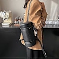 Miniatyrbillede 4 af 5: 2025 Vinterkollektion Dame Cylinder Håndtaske Stilfuld PU Læder Skuldertaske Multifunktionel Crossbody Taske Grå Gray