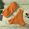 Miniatyrbild 5 av 5: Bikiniset för damer, sommar, tvådelade baddräkter, hög midja, axelbandslösa crop tops, baddräkt, avslappnade strandbadkläder, presenter, svart S Black S