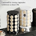Miniatyrbillede 5 af 5: Karrusel Stand 40 Pods Opbevaringsstativ Roterende Kaffekapsel Organizer 360-graders Roterende Kaffe White