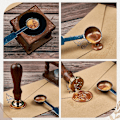 Miniatyrbilde 5 av 5: Elite 1 stk. DIY voksforseglingsstempel i tre, alfabet skrapbok messing St