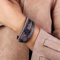 Pikkukuva 3 / 5: Nahkainen kääre rannekoru Boho Cuff rannekorut Kristallihelmi rannekoru