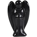 Pikkukuva 1 / 3: Kaiverrettu Musta Obsidiaani Gemstone Rauha 2 tuuman Enkeli Taskuvartija