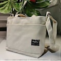 Miniatyrbillede 2 af 5: Canvas mulepose ny taske dame messenger taske stor kapacitet canvas taske, 1 stk - hvid