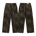 Miniatyrbillede 2 af 5: Leopard Print Denim Wide Leg Bukser til Kvinder - Oversized Bukser for et Stilfuldt Look M