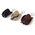 Miniatyrbillede 5 af 5: Stilfuld Western Cowboy Hat Nøglering Vedhæng Praktiske Lædernøgleringe Bærbar Taske Nøglering Dekoration til Kvinder Sort Black
