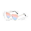 Miniatyrbilde 2 av 5: Gradient rose rød Fashionable retro hjerteformet metall solbriller