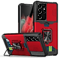 Pikkukuva 1 / 5: PC + TPU Iskunkestävä Suojakotelo Samsung Galaxy S21 Ultra 5G:lle Red