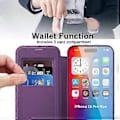 Miniatyrbillede 3 af 5: Magnetisk etui med kortlommer og RFID-blokering i læder til iPhone 16 Pro Max Style D