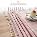 Miniatyrbilde 2 av 5: Rose - Rektangulær brodert frynset lin flekkbestandig fane