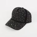 Miniatyrbillede 1 af 5: Justerbar Åndbar Rhinestone Baseball Cap Bling Sequins Sort
