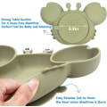 Miniatyrbillede 2 af 5: (Krabbe-Te Grøn) Assiette à pour Bébé Silicone, Plaque d'alimenta