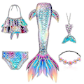 Miniatyrbilde 1 av 5: 5 stk/sett Jenter Havfrue Hale Badedrakt Barn Havfrue Ariel Cosplay Kostyme Fantasy Strand Bikini.120. Sett 1