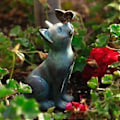 Miniatyrbild 4 av 4: Trädgårdsstaty Hem fjäril fastnat på kattnos Skulptur Prydnad Dekorativ Figurin Fe Konst Gård