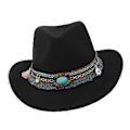 Miniatyrbillede 4 af 5: Casual Unisex Voksen Cowboy Hat Fedoras Kasketter Solhat Jazz Top Hat Kostume til Strand (Sort)