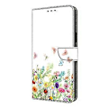 Miniatyrbillede 4 af 5: Læderetui med mønstertryk, pung, stativ og flip-cover til Samsung Galaxy S25 Edge Flowers and Grass
