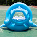 Miniatyrbild 2 av 5: Baby Pool Seat Shark Flytande Simring, Barn Uppblåsbar Pool Boj med Justerbar Uppblåsbar Baldakin för 6-36 Månader Baby
