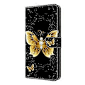 Miniatyrbillede 4 af 5: Læderetui med mønstertryk, tegnebog, stativ og flip-cover til Samsung Galaxy S25 Edge Golden Butterflies