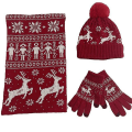 Miniatyrbilde 1 av 2: 3 stk. Lue Skjerf Hanske Vinter Jul Varmere Skjerf Strikkede Beanies Elgmønster Skjerf Kvinner Menn Tykkere Myke Skjerfsett Unisex..