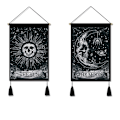 Pikkukuva 1 / 2: Psykedeelinen tarot-seinävaate, 2 kpl, kalloaiheinen seinävaate, aurinko ja kuu