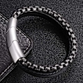 Miniatyrbild 2 av 5: Armband i läder för män, armband i rostfritt stål, armband i stål