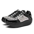 Miniatyrbillede 1 af 2: Kile Sneakers til kvinder, Blanke snørebånd Wedge sko, Åndbare højdeforøgende sko Træsko.41.Sort