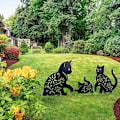 Pikkukuva 4 / 5: Kissa Piha Taide Puutarha Metalli Patsaat Deco, 3 KPL Kissa Ontto Ulos Sil