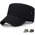 Miniatyrbillede 2 af 5: Herre Flat Cap med To Huller på Siden Justerbar Baseball Cap (Sort) balck