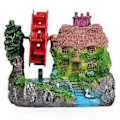 Miniatyrbild 1 av 2: Akvarium Landskap Sten Hus Vattenhjul Modell För Guldfisk Akvarium Dekoration