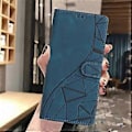 Miniatyrbillede 5 af 5: For Honor 400 Lite Etui Wallet Stand Præget Trekantmønster Læder Telefon Flip Cover Blue
